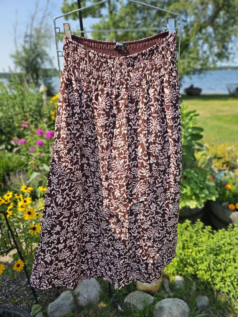 Madewell Smocked Waist Midi Skirt